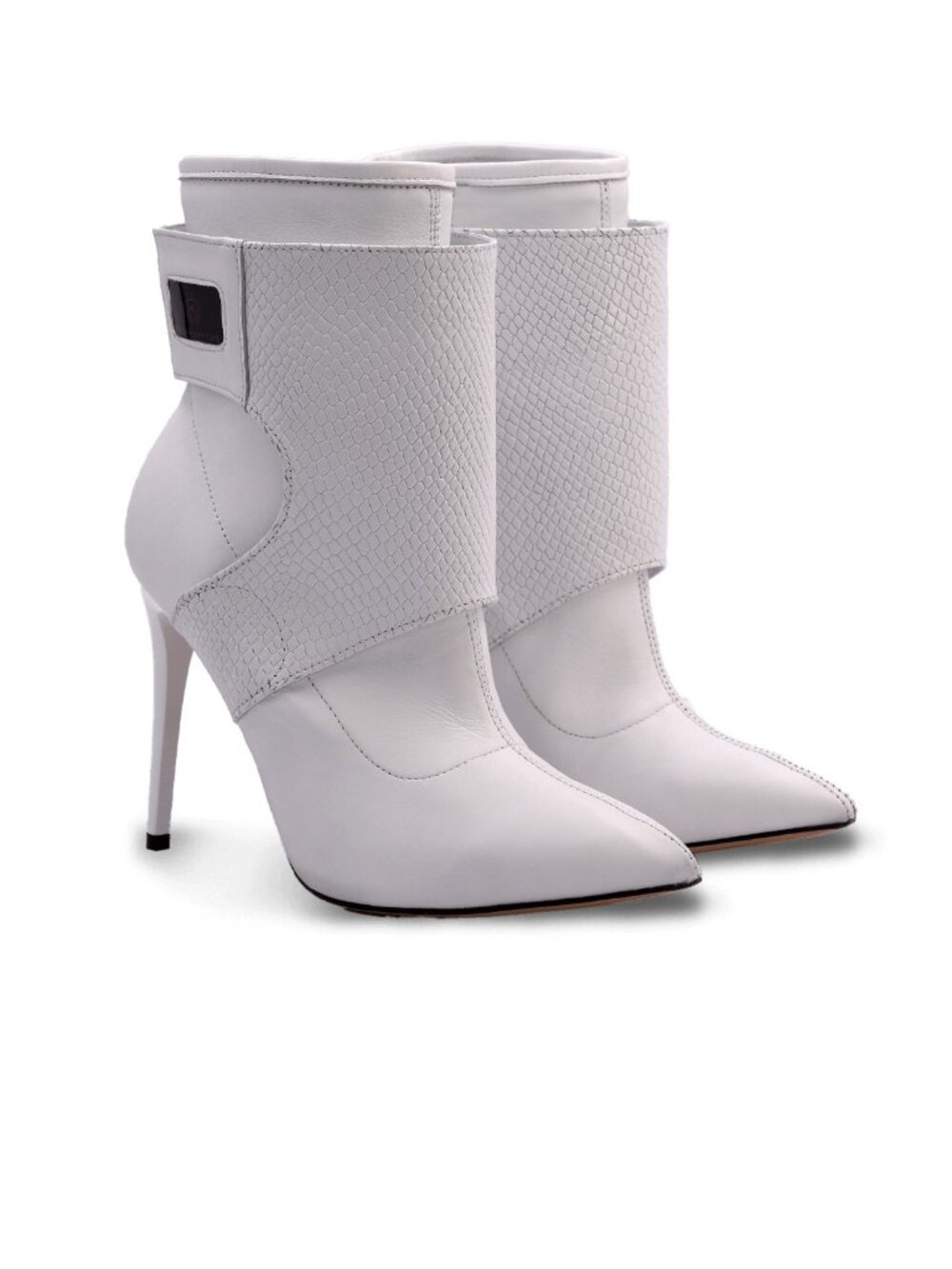 White High Heel Zip Up Bootie